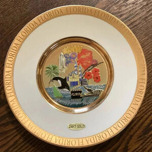 Orlando Florida New 24KT Gold Theme Park Collectable Plate